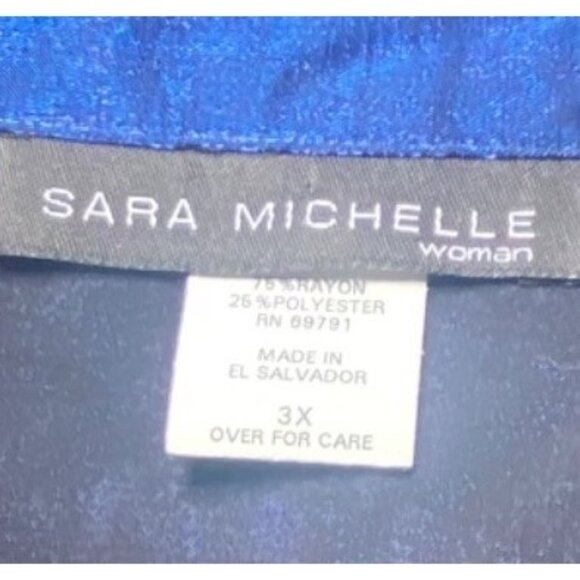 Sara Michelle Iridescent Blue Button-Up Blouse Size 3X Holiday Party New Year - Picture 7 of 8